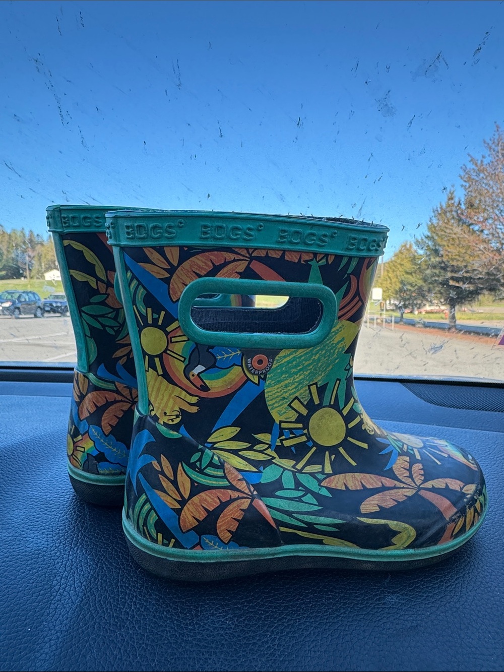 SKIPPER II JUNGLE Bogs Toddler Rainforest Rain Boots Size US 10 Shoes Green Blue